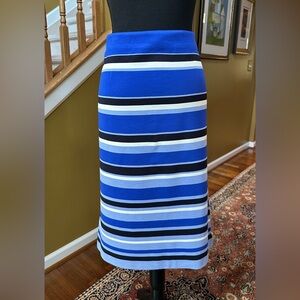 Ann Taylor NWOT Blue & Cream Stripes Knit Skirt
